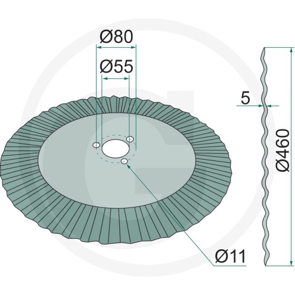 Atgriezējsdisks Ø 460 x 5 mm, 18" gofrēts KVERNELAND arklam