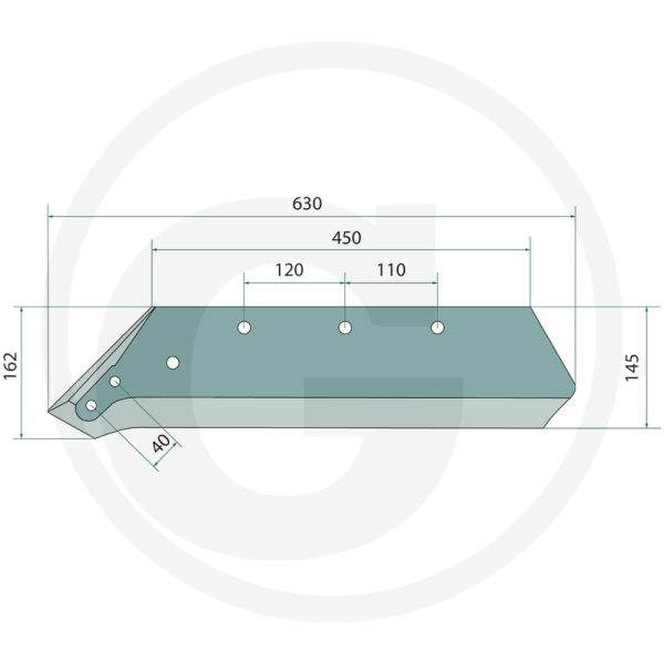 Lemesis labā puse 18'' 10mm 073006 KVERNELAND arklam