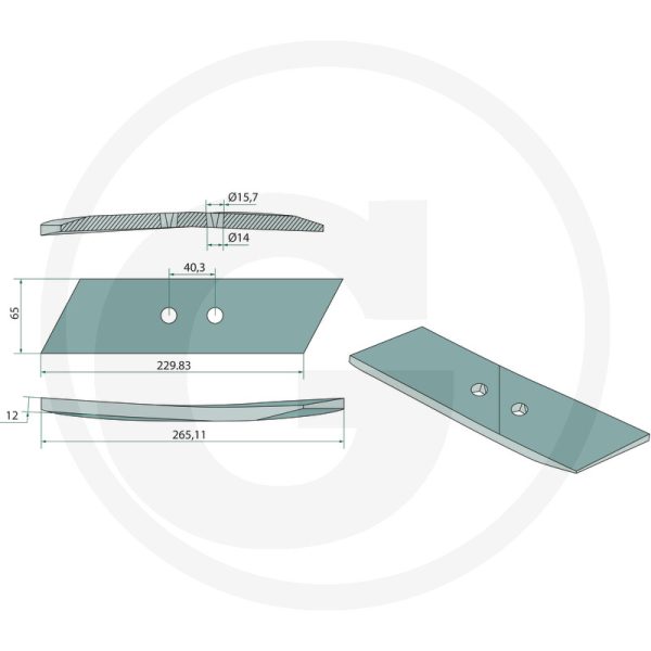 Kalts kreisā puse 12mm 053090 KVERNELAND arklam