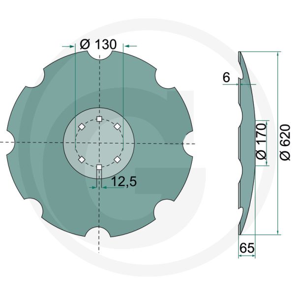 Disks Ø 620 x 6 mm, ieliekts, robots 3490466 LEMKEN disku ecēšām