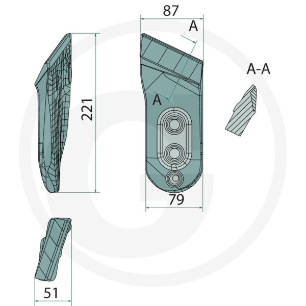 Kalts labā puse ENDURANCE CARBIDE 053090 KVERNELAND arklam