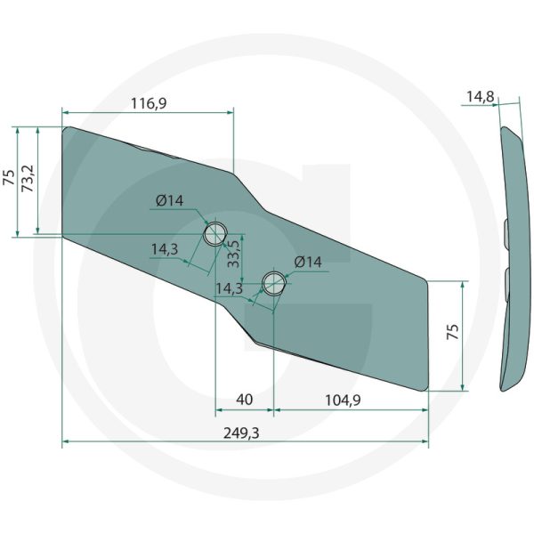 Kalts kreisā puse 622129 KUHN arklam