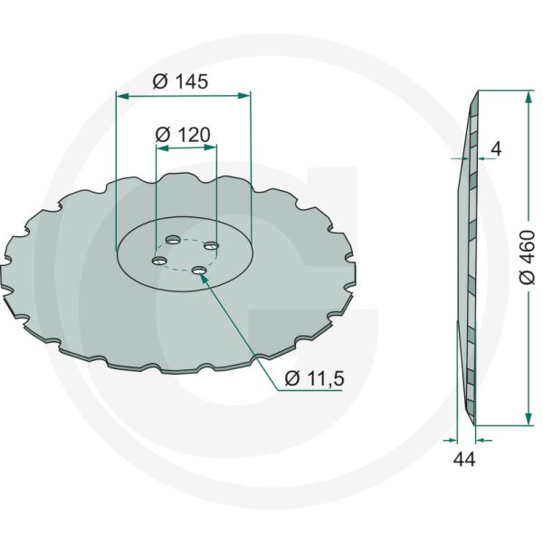 Disks Ø 460 x 4 mm, ieliekts, robots XL044 AMAZONE disku ecēšām