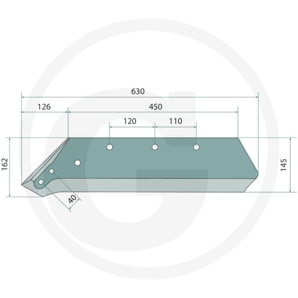 Lemesis kreisā puse 18'' 10mm 073007 KVERNELAND arklam