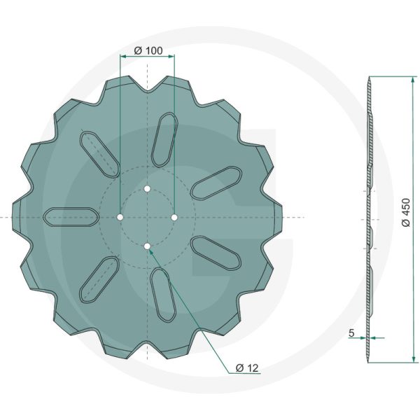 Atgriezējsdisks Ø 450 x 5 mm, 18" robots KVERNELAND arklam