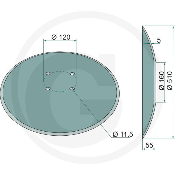 Disks Ø 510 x 5 mm, ieliekts, gluds 78201987 AMAZONE disku ecēšām