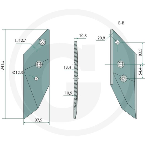 Kalts kreisā puse 3364051 LEMKEN arklam