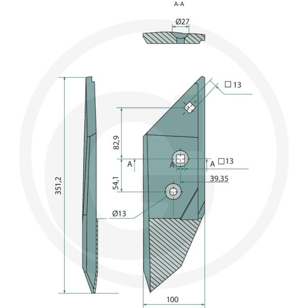 Kalts labā puse ar pārklājumu 3364150, 3364050 LEMKEN arklam