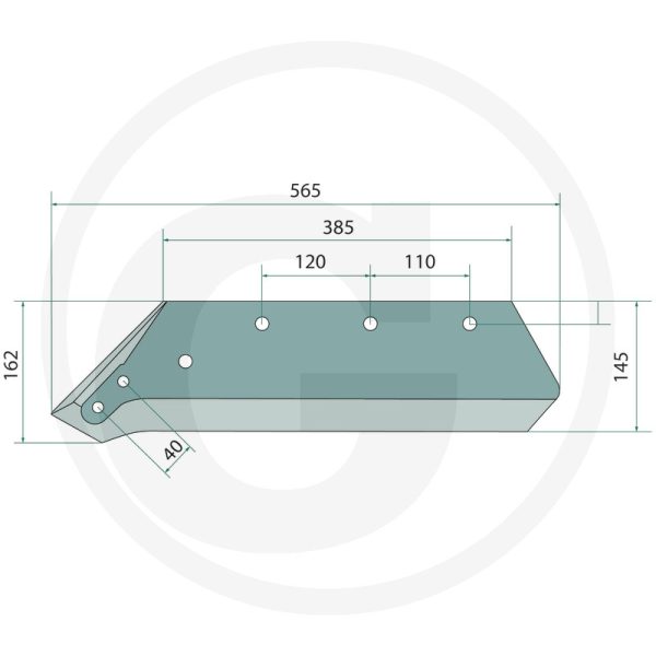 Lemesis kreisā puse 16'' 10mm 073005 KVERNELAND arklam