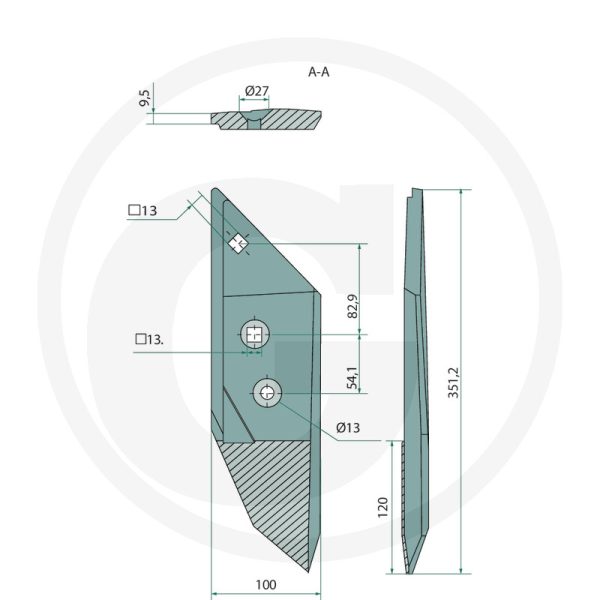 Kalts kreisā puse ar pārklājumu 3364151, 3364051 LEMKEN arklam