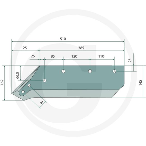 Lemesis kreisā puse 14'' 10mm 073003 KVERNELAND arklam