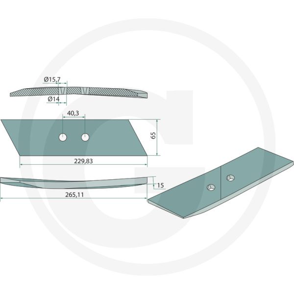 Kalts labā puse 15mm 053090 KVERNELAND arklam