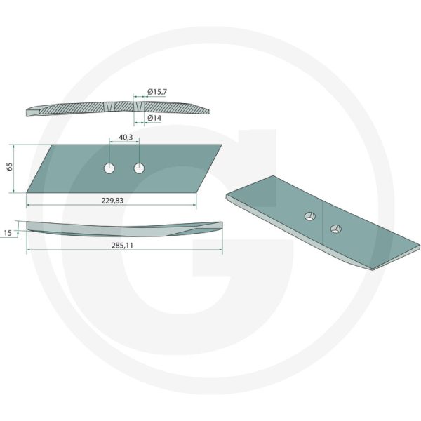 Kalts kreisā puse 15mm 063090 KVERNELAND arklam