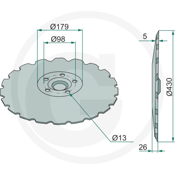Disks Ø 430 x 5 mm, ieliekts, robots 433779 VADERSTAD disku ecēšām